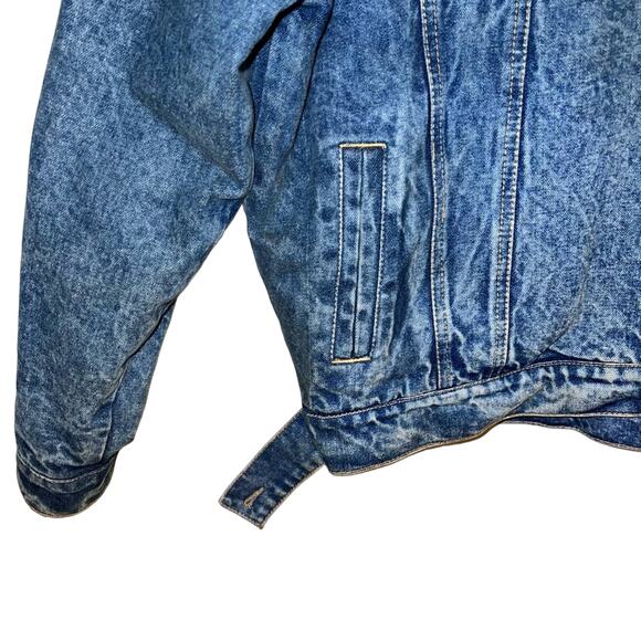 VNTG QUIVER chore jacket 80s fleece denim jacket 52 - Picture 5 of 5